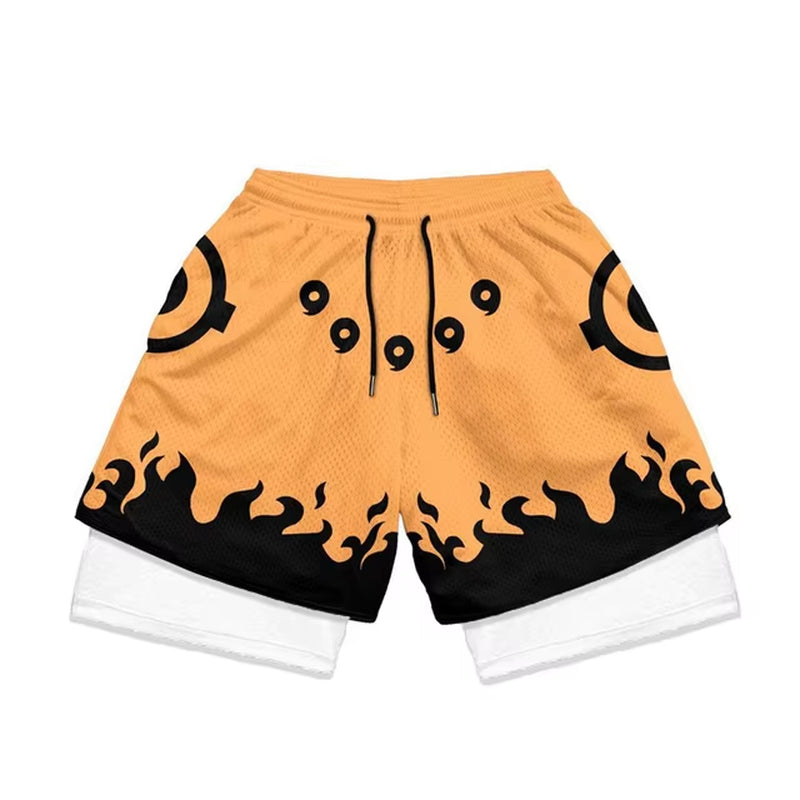 Anime Compression Set Running Sport Fitness Suit for Men Quick Dry Compression Shirt+Gym Shorts 2PCS Workout Summer Sportwear