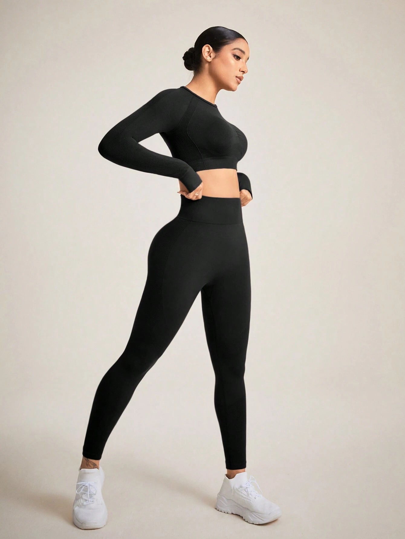 Slayoga Women'S Solid Color Open Back Seamless Activewear Set Gym Set Workout Women Set Women Leggings Set