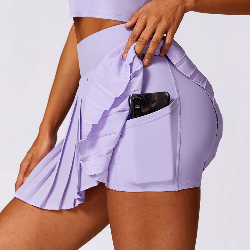 Women'S High Waisted Pleated Tennis Skirts with Pockets Tummy Control Casual Liner Skorts a Line Workout Golf Skirts