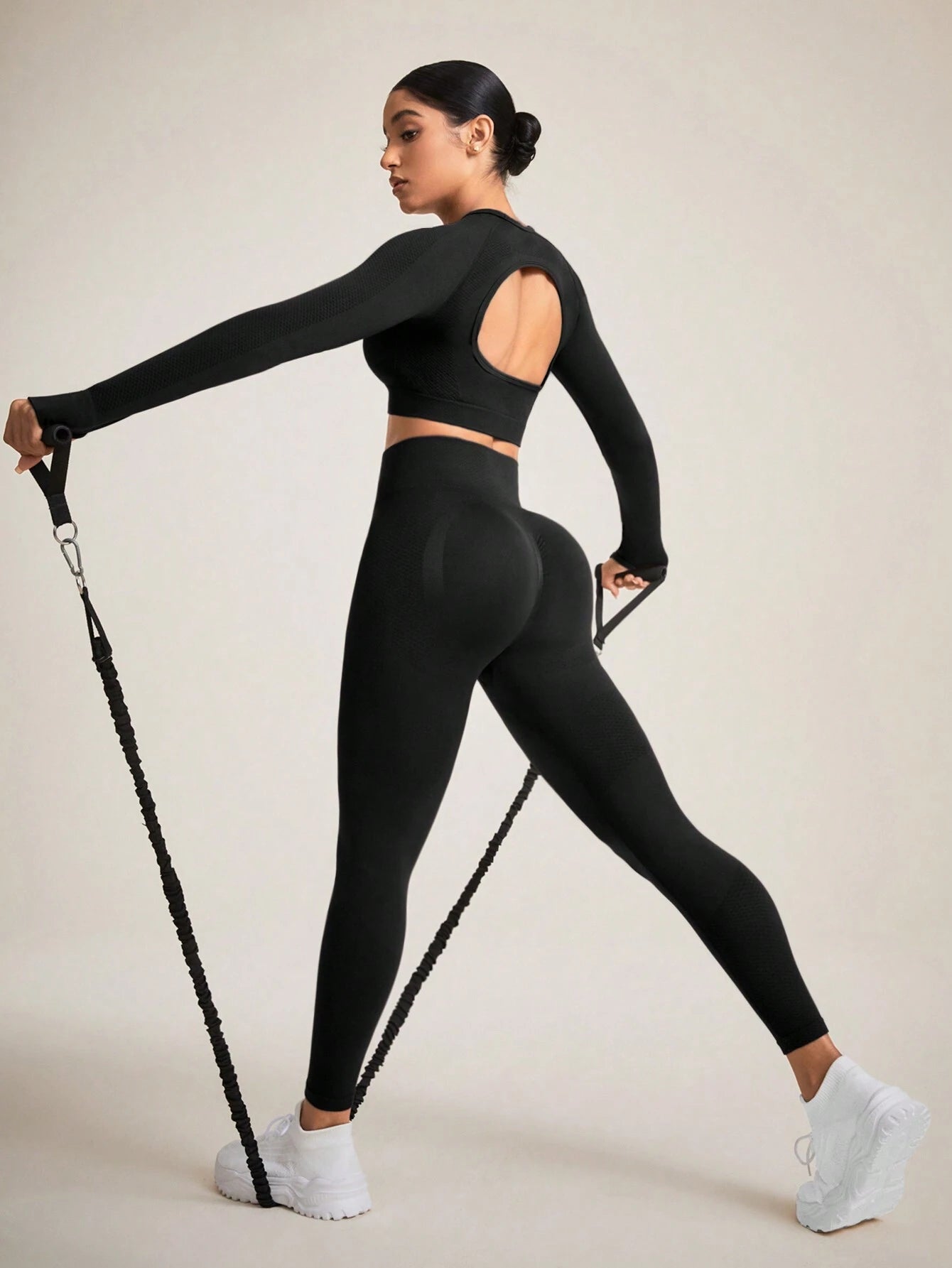 Slayoga Women'S Solid Color Open Back Seamless Activewear Set Gym Set Workout Women Set Women Leggings Set