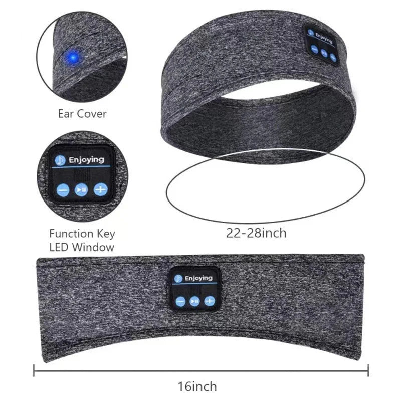 Auriculares Bluetooth 5.0, diadema deportiva para dormir, auriculares inalámbricos elásticos, máscara para los ojos con música, diadema con auriculares inalámbricos Bluetooth