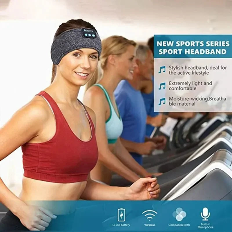 Auriculares Bluetooth 5.0, diadema deportiva para dormir, auriculares inalámbricos elásticos, máscara para los ojos con música, diadema con auriculares inalámbricos Bluetooth