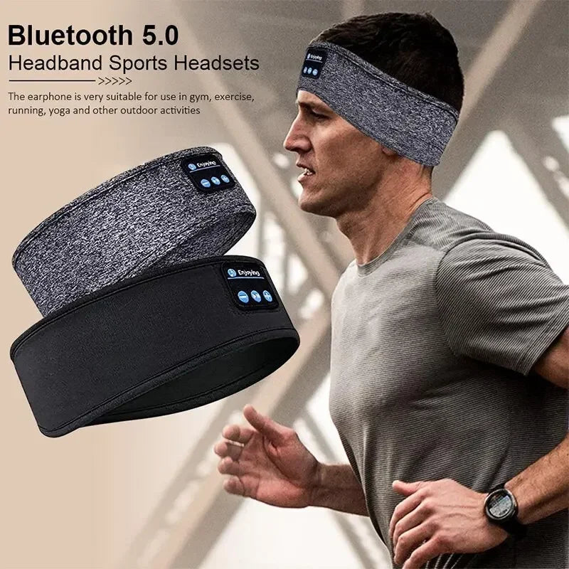 Auriculares Bluetooth 5.0, diadema deportiva para dormir, auriculares inalámbricos elásticos, máscara para los ojos con música, diadema con auriculares inalámbricos Bluetooth