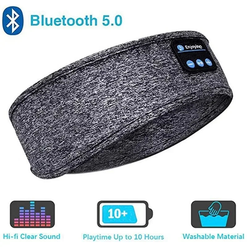 Auriculares Bluetooth 5.0, diadema deportiva para dormir, auriculares inalámbricos elásticos, máscara para los ojos con música, diadema con auriculares inalámbricos Bluetooth