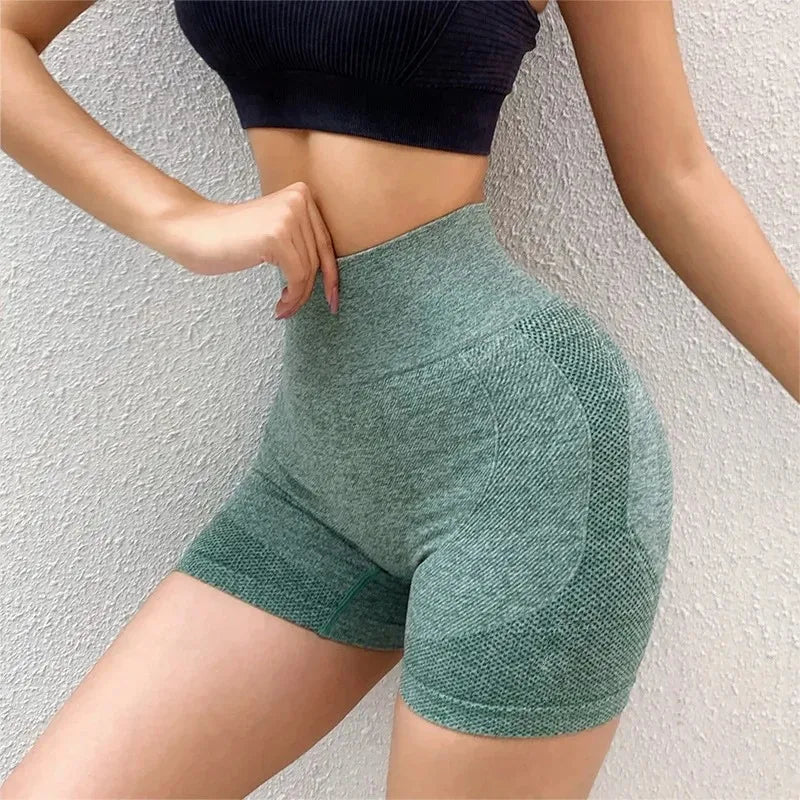 Pantalones cortos deportivos sexis con efecto push up para mujer, mallas deportivas de licra sin costuras para gimnasio.
