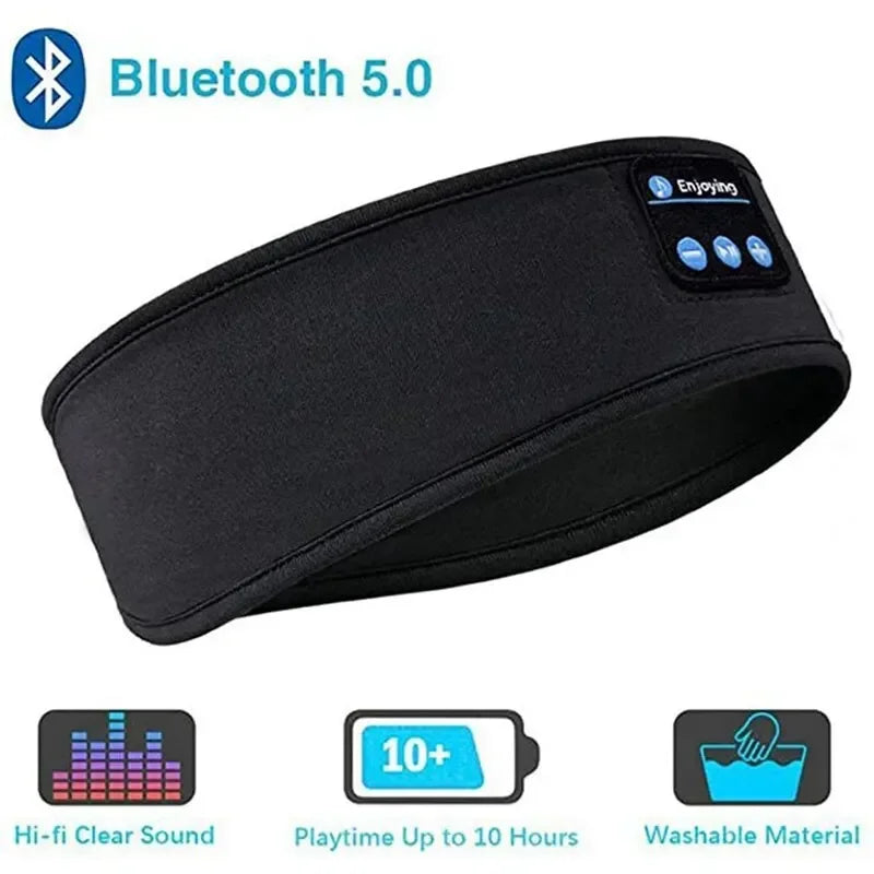 Auriculares Bluetooth 5.0, diadema deportiva para dormir, auriculares inalámbricos elásticos, máscara para los ojos con música, diadema con auriculares inalámbricos Bluetooth