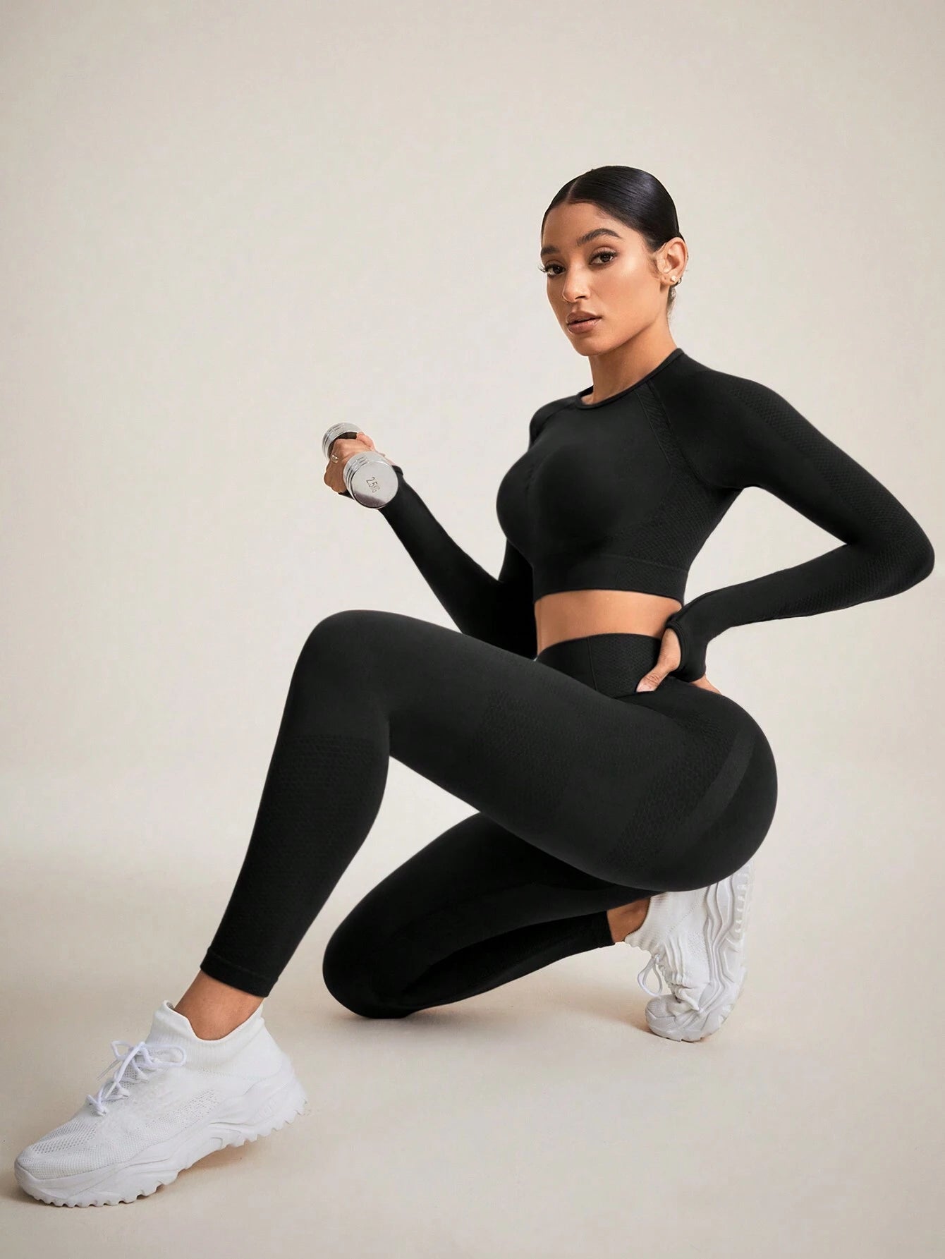 Slayoga Women'S Solid Color Open Back Seamless Activewear Set Gym Set Workout Women Set Women Leggings Set