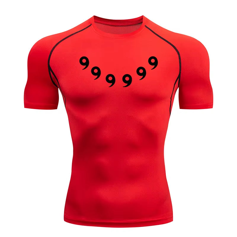 Anime Compression Set Running Sport Fitness Suit for Men Quick Dry Compression Shirt+Gym Shorts 2PCS Workout Summer Sportwear