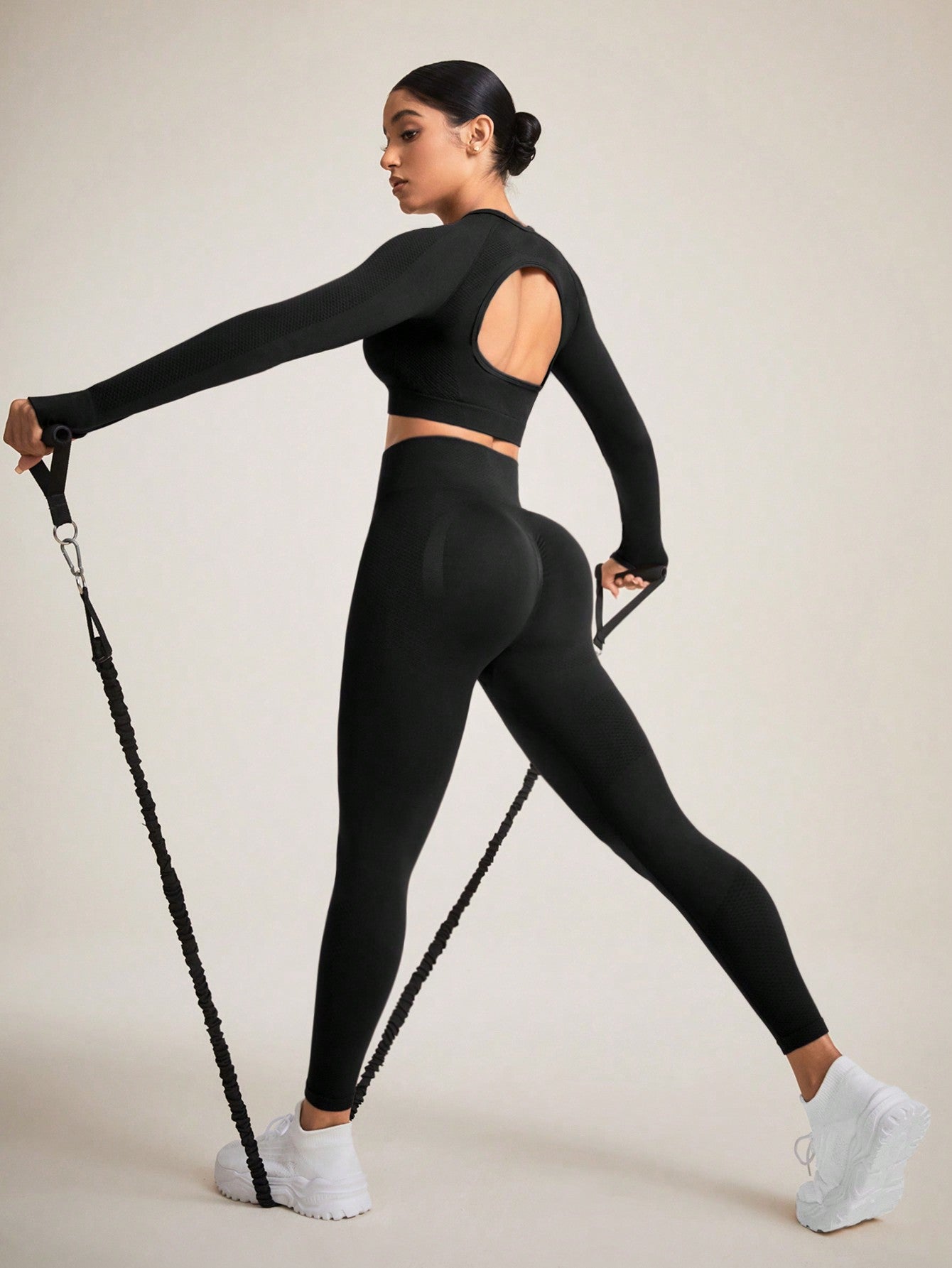 Slayoga Women'S Solid Color Open Back Seamless Activewear Set Gym Set Workout Women Set Women Leggings Set