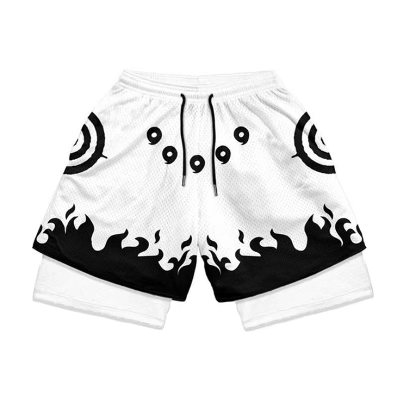 Anime Compression Set Running Sport Fitness Suit for Men Quick Dry Compression Shirt+Gym Shorts 2PCS Workout Summer Sportwear