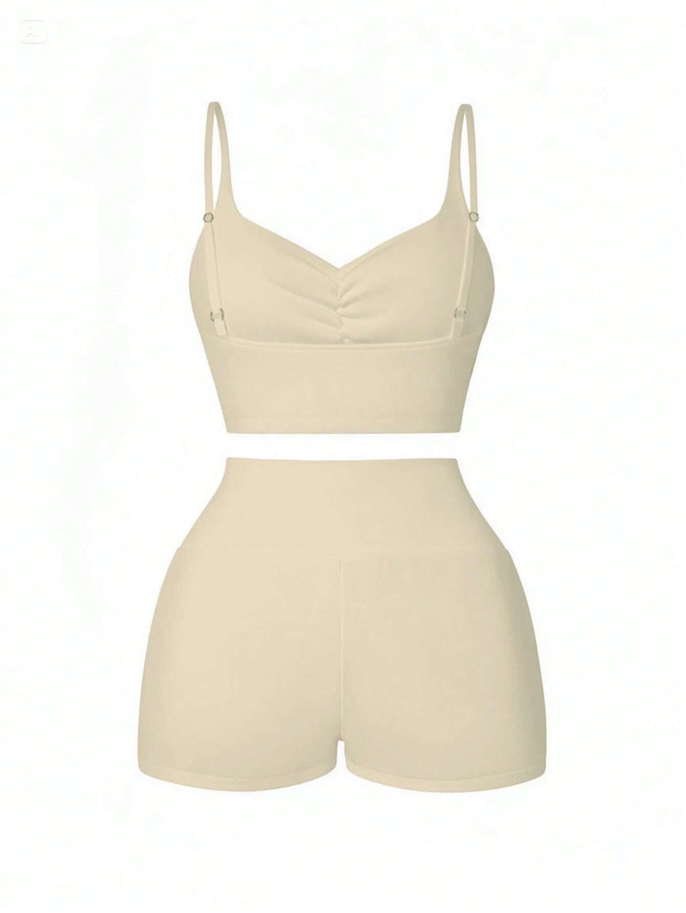 2Pcs Women Fashion Sexy Comfortable Marled Color Activewear Matching Set, Athleisure Style