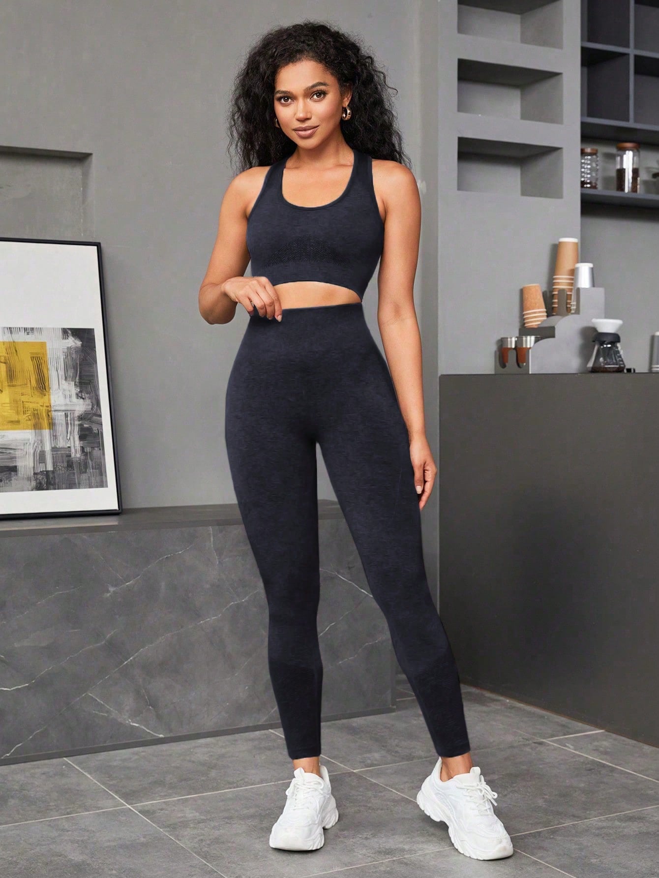 Seamluxe  Sport Solid Color Vest and Leggings Sports Set Gym Clothes Workout Women Set Women Leggings Set Gym Women Outfit