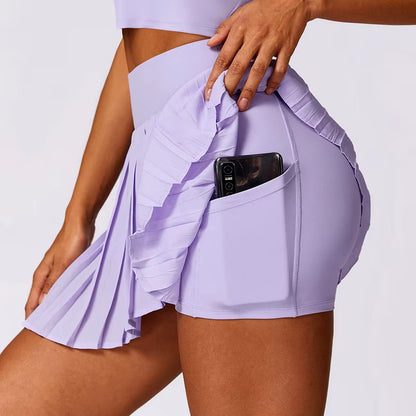 Women'S High Waisted Pleated Tennis Skirts with Pockets Tummy Control Casual Liner Skorts a Line Workout Golf Skirts