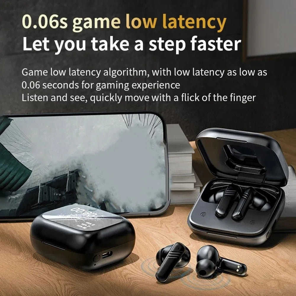 Auriculares Bluetooth 5.4 con pantalla táctil completa, LCD inteligente, intraauditivos ANC, llamadas HD, batería de larga duración, estéreo HiFi.