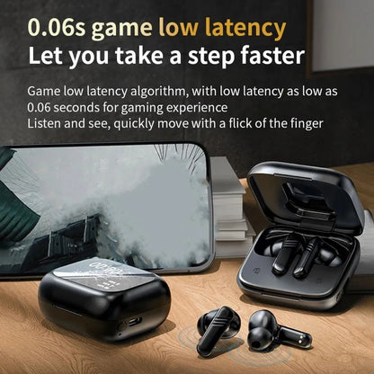 Auriculares Bluetooth 5.4 con pantalla táctil completa, LCD inteligente, intraauditivos ANC, llamadas HD, batería de larga duración, estéreo HiFi.