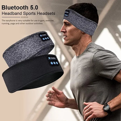 Auriculares Bluetooth 5.0, diadema deportiva para dormir, auriculares inalámbricos elásticos, máscara para los ojos con música, diadema con auriculares inalámbricos Bluetooth