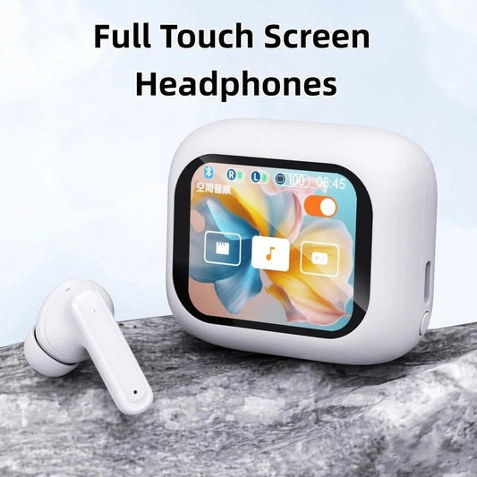 Auriculares Bluetooth 5.4 con pantalla táctil completa, LCD inteligente, intraauditivos ANC, llamadas HD, batería de larga duración, estéreo HiFi.