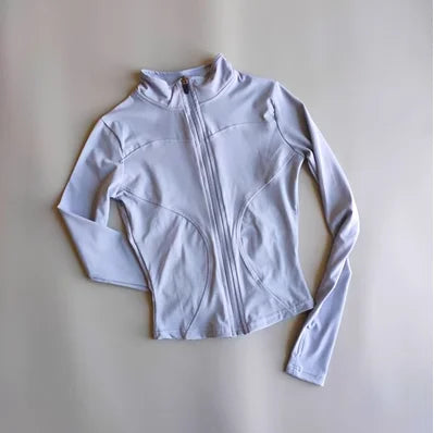 Ropa deportiva de exterior de manga larga para mujer, ropa de yoga ajustada, cárdigan con cremallera de secado rápido, chaqueta de cuello alto, chaqueta para correr y fitness.