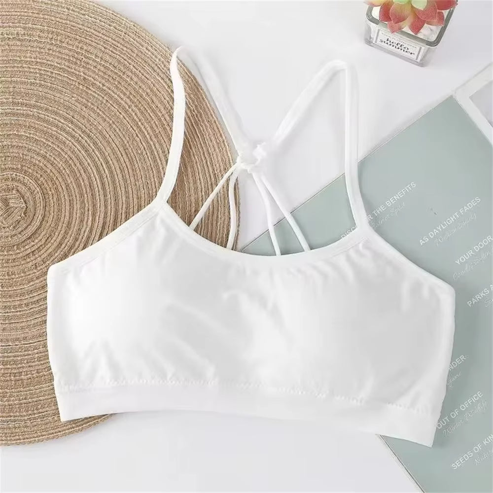 Letter Strap Back Underwear Women without Underwire Integrated with Chest Cushion Back Heart Strap Women Wrap Chest Fitness Yoga