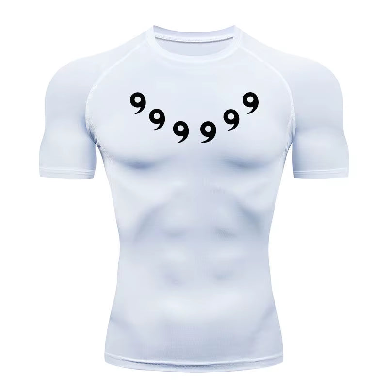 Anime Compression Set Running Sport Fitness Suit for Men Quick Dry Compression Shirt+Gym Shorts 2PCS Workout Summer Sportwear
