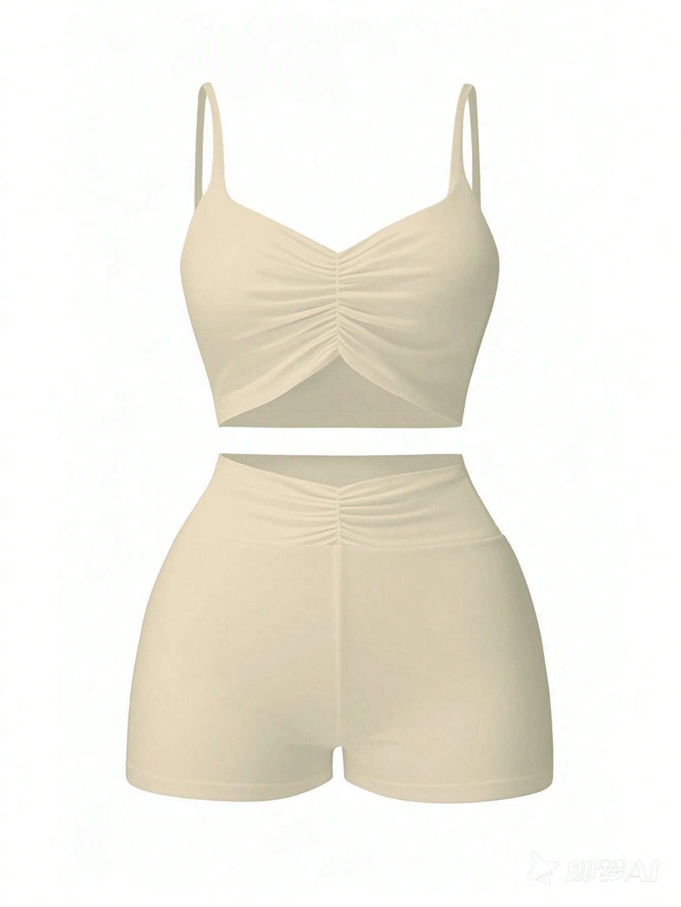 2Pcs Women Fashion Sexy Comfortable Marled Color Activewear Matching Set, Athleisure Style