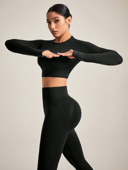 Slayoga Women'S Solid Color Open Back Seamless Activewear Set Gym Set Workout Women Set Women Leggings Set
